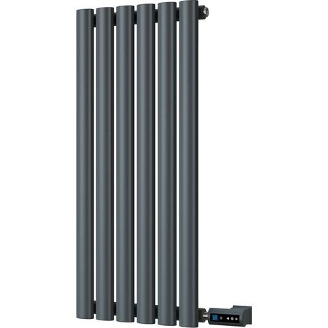 Omeara - Anthracite Horizontal Electric Radiator H800 x W348mm Single Panel 200w Thermostatic WIFI - Feet Included (1/2)