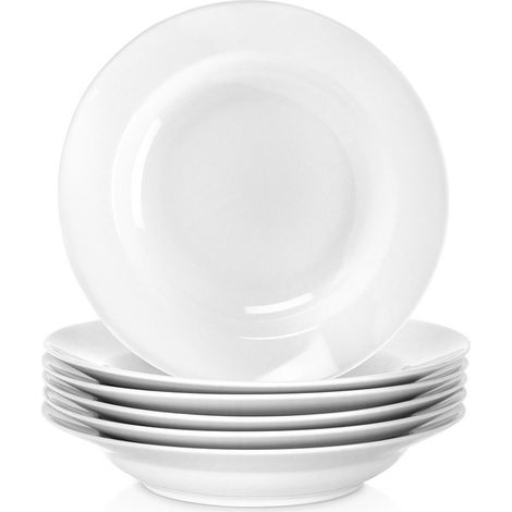 Assiette plate MONA en porcelaine profonde 24,5 cm, 350 ml, lot de 6. (1/5)
