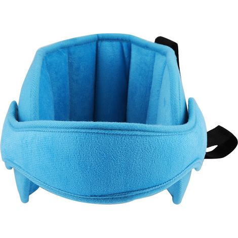 Appui-tête de sécurité pour siège auto enfant bébé bleu coussin de soutien tête sommeil avec sangle de fixation (1/5)
