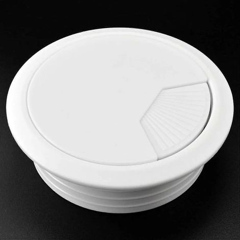 Lot de 4 passe-câbles de bureau de 80 mm, blanc, douille en plastique, gestion des câbles, système de gestion des câbles pour bureau (1/5)
