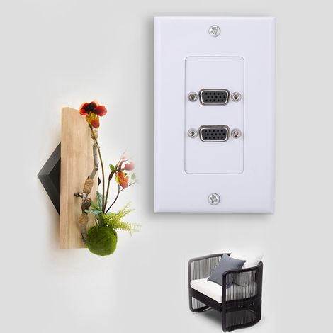 Panneau mural 2 ports VGA avec connectique pour intégration encastrée (1/5)