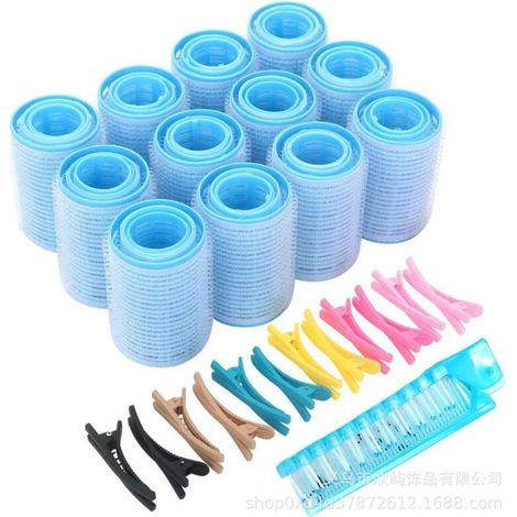 Bigoudis avec pinces 36 pièces Bigoudis auto-agrippants avec peigne pour cheveux épais et fins (1/4)