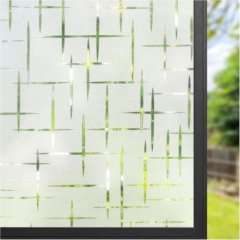 Pellicola per finestre con motivo a croce, 45x200 cm, pellicola elettrostatica non adesiva, protezione UV, schermo per la privacy per finestre smerigliato, adesivi decorativi per finestre per casa, uf