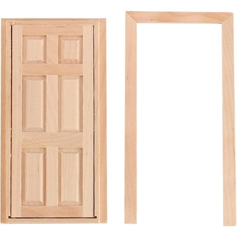 Porte en Bois Miniature pour Maison de poupée échelle 1:12 Non Peinte Bricolage Porte et fenêtre en Bois Vintage Accessoires de décoration de Meubles pour Chambre de Maison de poupée (1/5)