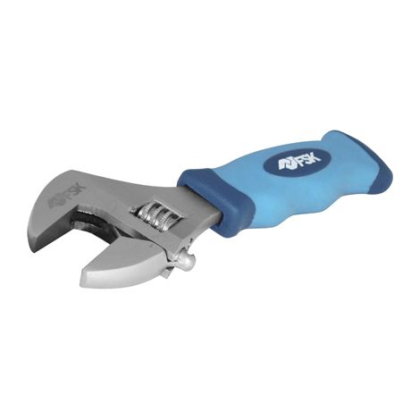Ferrestock FSKLLA004 llave inglesa de 4", fabricada en acero al carbono y con acabado satinado, mango aislado con diseño ergonómico y mordaza milimetrada