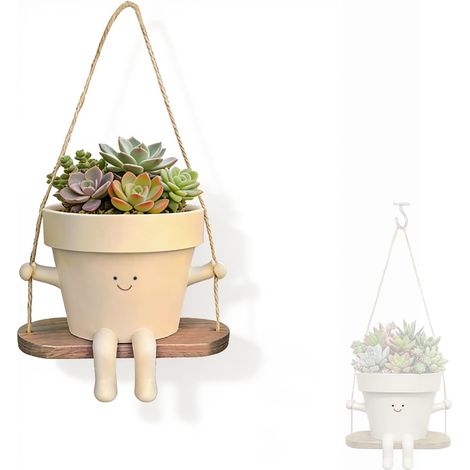Pot De Fleurs À Suspendre en Forme De Tête De Fleur – Pots Décoratifs Uniques en Résine Durable pour Intérieur Et Extérieur – Idéal comme Cadeau pour Femme, Maman Ou Amie (1/5)