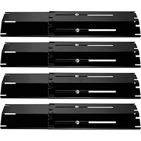 Lot de 4 plaques chauffantes réglables pour barbecue à gaz, couvercles de brûleur en acier porcelaine extensible de 29,8 à 53,3 cm, pièces de rechange résistantes à la rouille avec vis
