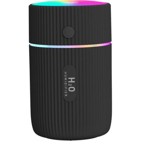 Mini humidificateur d'air portable USB, deux modes de pulvérisation, silencieux, convient pour voiture, bureau et chambre, 300 ml, noir (1/5)