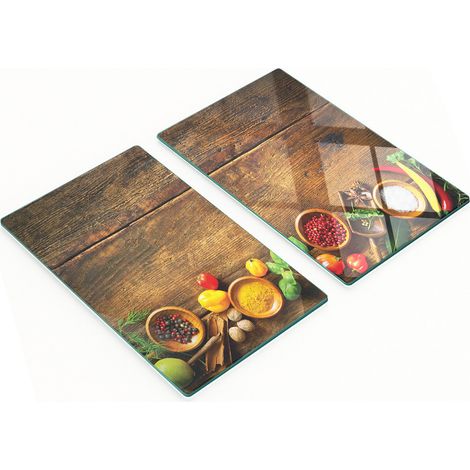 Tablas de cocina de vidrio duraderas y elegantes con estampado de hierbas, madera, 2 x 30 x 52 cm (1/5)