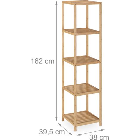 Scaffale portaoggetti moderno per bagno a 5 livelli design compatto in bambù naturale 130012968