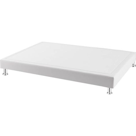 Canapé-matelas fixe avec draps en tissu poly-cuir hauteur 16 cm Blanc - 90x200 cm