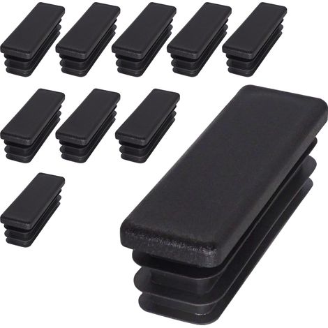 Bouchons Rectangulaires - Lot de 10 - Plastique Noir Mat - Protection Tube 20x60mm - Clôture et Mobilier - RAL 9005 (1/5)