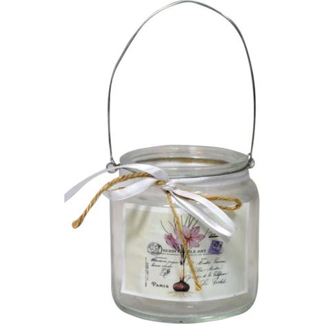 Portacandele in vetro con manico in un barattolo - Decorazione per interni/terrazze (1/2)