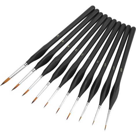 Ensemble de 10 pinceaux de précision : Conception ergonomique avec manches en nylon souple et forte capacité d'absorption, largement applicable sur papier et toile.