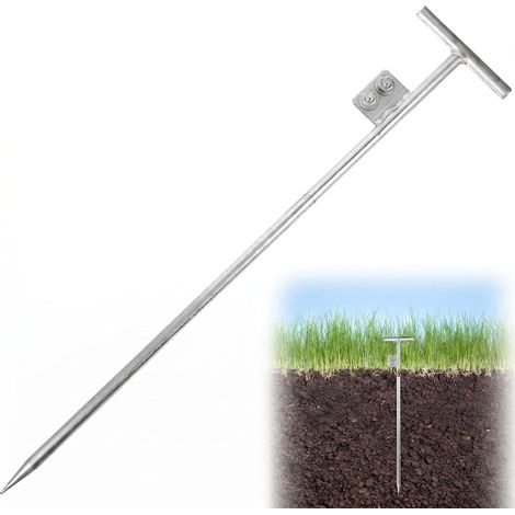 Piquet de terre en acier galvanisé 60 cm pour clôture électrique - Pour l'extérieur - Avec fond conique pour une dissipation rapide du courant et une protection personnelle