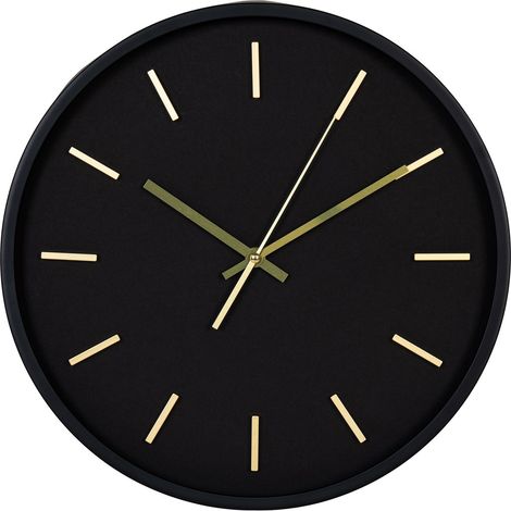 Orologio da parete Kensington nero e oro silenzioso ø35 cm
