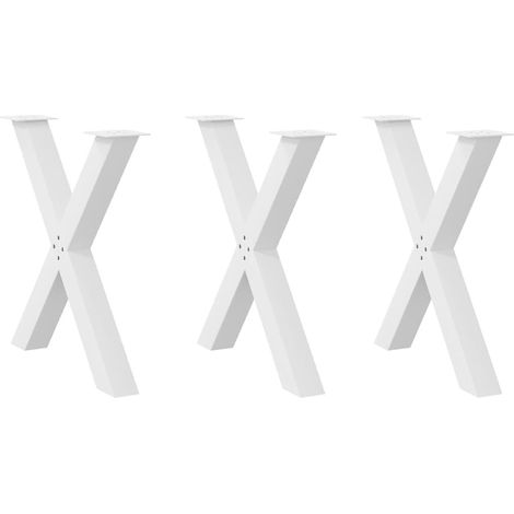 Esstischbeine X-Form 3 Stk. Weiß 80x(72-73) cm Stahl