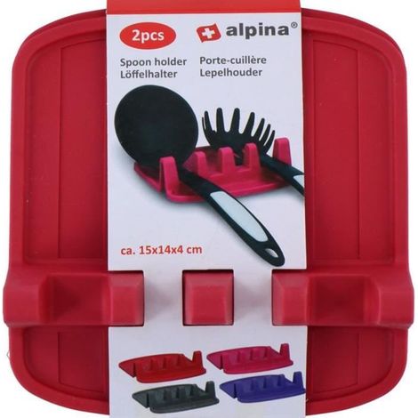 Porte-cuillère - ALPINA - Rouge - Silicone - Rangement facile - 15x14x4 cm