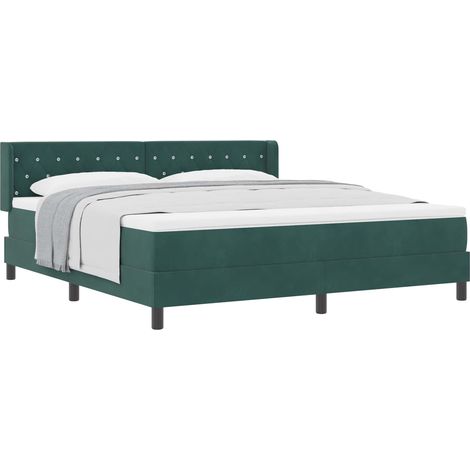 Maison Exclusive - Letto a molle con testiera Verde Scuro 200 x 180 cm Velluto (1/5)
