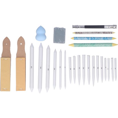 26 Pieces Blending Stumps Sandpaper Boards Eraser Sponge Extension Tool Tortillions Set Art Blenders Drawing Kit (1/5)