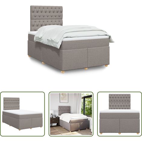 vidaXL Taschenfederkern - Boxspringbett mit Matratze Taupe 120x200 cm Stoff (1/5)