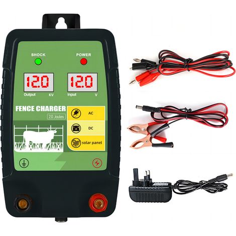 2J Ausgang 12V mit dualer LED-Anzeige, 10km Reichweite, wasserdichtes Elektrozaungerät zum Schutz von Nutztieren, Haustieren, Geflügel und Weiden