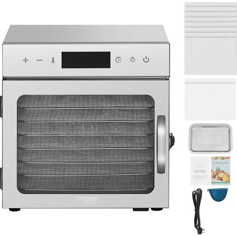 Déshydrateur Alimentaire 8 Plateaux Inox 400W, Séchoir Électrique avec Thermostat Réglable et Minuteur 24H, pour Viande, Fruits, Légumes, Herbes et Friandises pour Chiens (1/5)