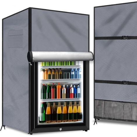 Housse de réfrigérateur, fabriquée en tissu imperméable 210D, mesurant 56x58x86 cm, avec une forte protection UV et une résistance aux intempéries. (1/4)