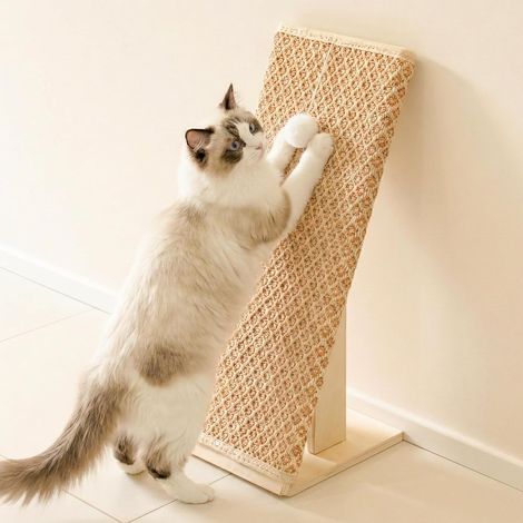 Griffoir Chat 65 cm, Poteau à Griffer en Sisal Naturel avec Rampe, Griffoir d’Angle en Forme L Stable, Protection Canapé et Meubles, Arbre à Chat pour Chats d’Intérieur (1/5)