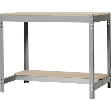 SimonRack Banco da Lavoro da Officina, Portata 400 kg, 842x910x760 mm, Tavolo da Lavoro, Grigio/Legno – Bt-0