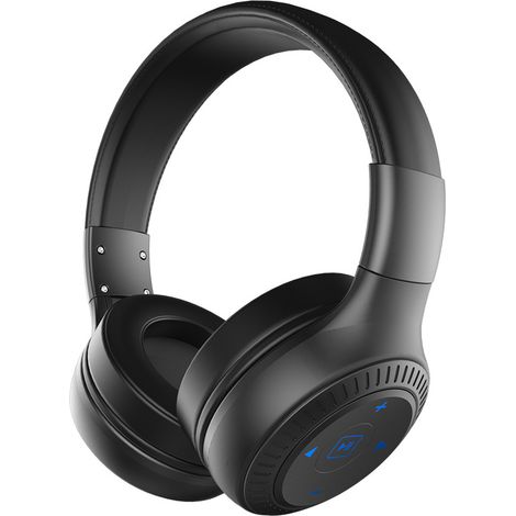 Écouteurs Bluetooth sans fil, casque audio, casque supra-auriculaire, microphone avec basses haute fidélité, dispositif mains libres (noir) (1/5)