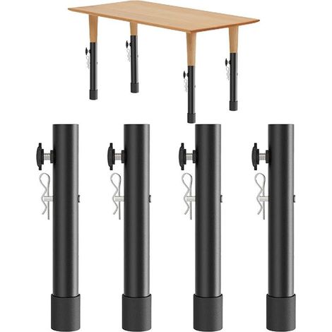 Lot de 4 Extensions de Pieds de Table Pliables, Pieds de Levage pour Pieds Pliés/Droits, Rallonges de Pieds de Chaise, Hauteur Réglable(20cm) (1/5)