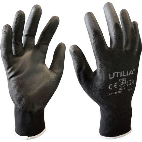 Utilia guanti in poliuretano col. nero tg. 8 (12 paia) - Utilia
