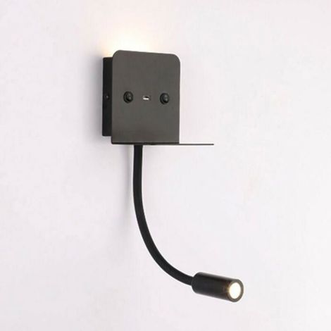 Applique + liseuse LED 3W avec interface USB noire-MCJ (1/4)