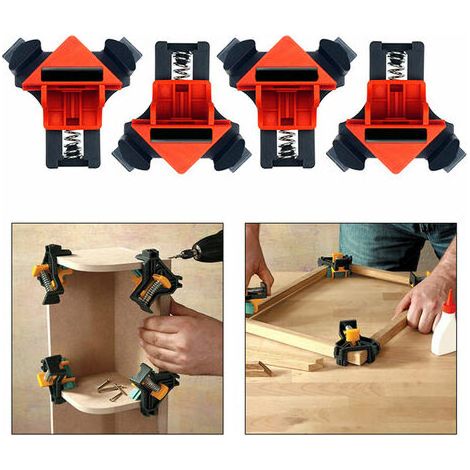 4Pcs Travail Du Bois Pince A Angle Droit De 90 Degres, Pinces De Coin De Cadre De Tableau A Fixation Rapide (1/4)