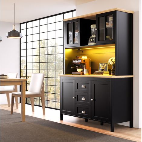 MEUBLIV Aparador alto de cocina blanco 120x40x183,5 cm – LED inteligente y 8 cajones (1/5)