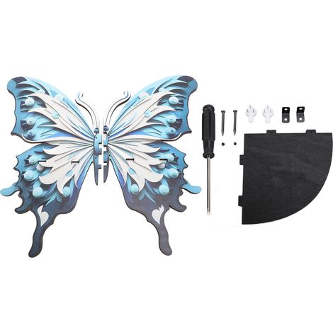 Butterfly Corner Shelf Aesthetic Display Multifunctional Wooden Butterfly Storage Mounted Shelf for Living Room Bedroom Blue White (1/5)