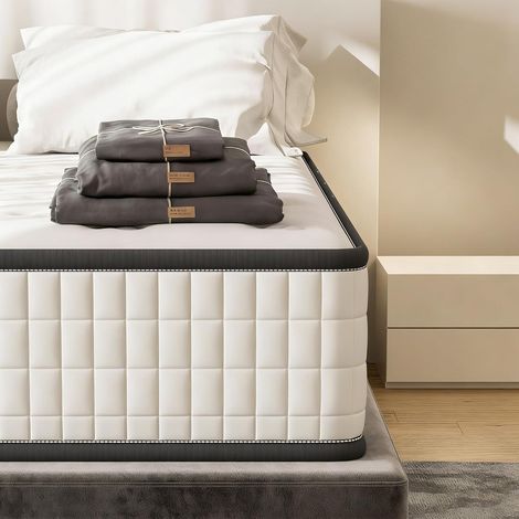 DEWINNER Matelas 90x190cm, Épaisseur 22cm, Matelas pour 1 Personne, Parure de lit+Housse Couette+Housse d'oreiller, Adapté aux Chambres d'hôtes/Appartements studiotels/hôtels/ménages(90x190x22)