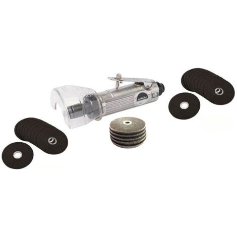 Meuleuse pneumatique 18000 tr/min – Pression 6,3 bars – 25 disques Ø 75 mm inclus – Pour découpe précise dans espaces confinés (1/4)