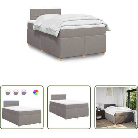 vidaXL LED-Leuchten - Boxspringbett mit Matratze Taupe 120x200 cm Stoff (1/5)