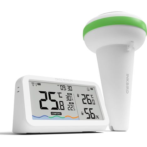 Thermomètre Piscine Solaire avec Moniteur, Étanche IP68 Connexion Sans Fil, Moniteur Multifonctionnel Télécommande, Spa Bassin Aquarium (1/5)