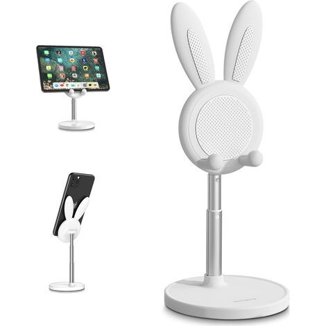 Support de téléphone de bureau en forme de lapin, couleur blanche, accessoire mignon pour bureau (1/5)