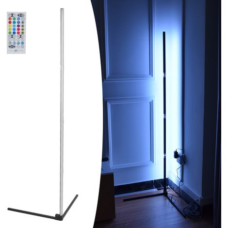 Lampadaire d'angle intelligent 59" à LED RGB avec télécommande et application Bluetooth, éclairage d'ambiance pour salon et chambre, lampe sur pied à couleurs changeantes, norme américaine 100-240 V (1/5)