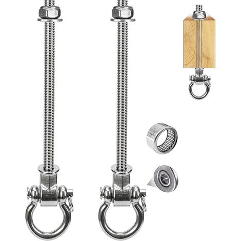 Lot de 2 Crochets de Balançoire M10 pour Poutres en Bois, Supports de Suspension 280mm en Acier Inoxydable avec Roulements, pour Hamac, Chaise Suspendue, Béton, Sac de Boxe, Yoga (1/5)