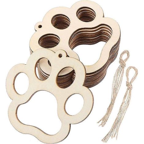 50 mini-figurines en bois en forme de petites griffes de chien à découper soi-même, décorations à suspendre pour animaux de compagnie (1/5)