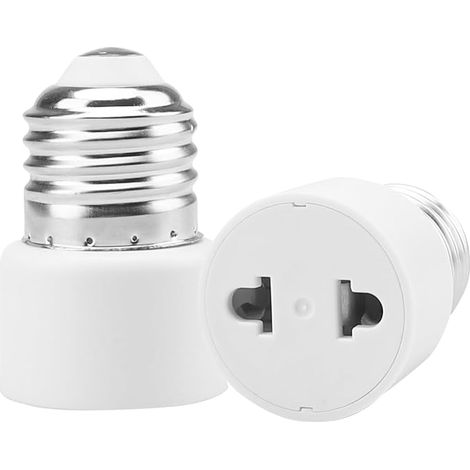 Powice Lot de 2 douilles E27 - Adaptateur de prise d'ampoule - Douille à visser - Pour véranda, garage, caméra et terrasse - 2 broches - Blanc (1/5)