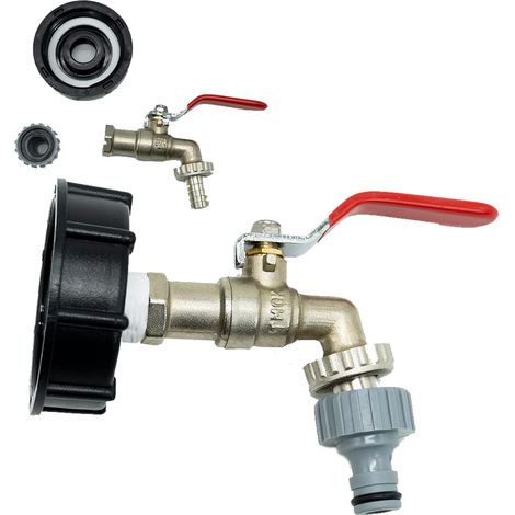 Adaptateur Vidange IBC – S60X6 Laiton, Robinet Jardin 1/2" (1/5)