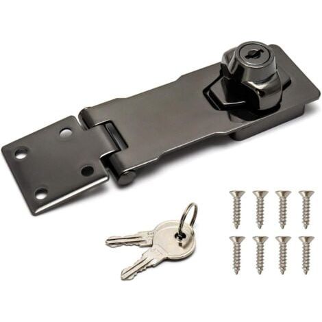 Serrure à clé à loquet, bouton rotatif de 10 cm, verrou de sécurité à clé avec vis de montage pour armoires, tiroirs, boîtes à outils, boîtes aux lettres, noir (1/5)
