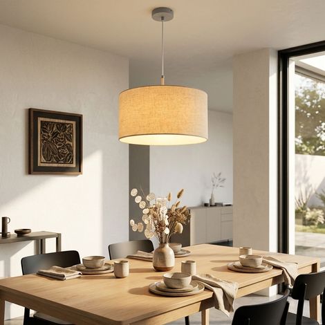 Lampada a sospensione Lampada da sala da pranzo Regolabile in altezza Sabbia Metallo D 40 cm (1/5)