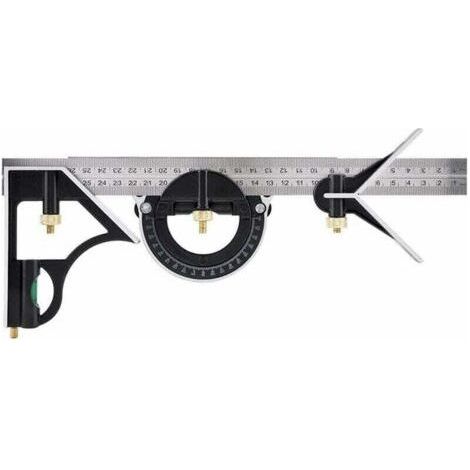 300mm Combination Square - Metric - Precise Universe and XU Metal Combination Square with Stop and Scribing Tool - Premium Professional Measuring Tool (Black) - (1/4)